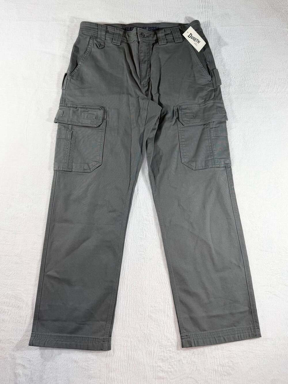 Duluth Trading Co Men’s Standard Fit Cargo Pants 34x30 Gray Flex, L